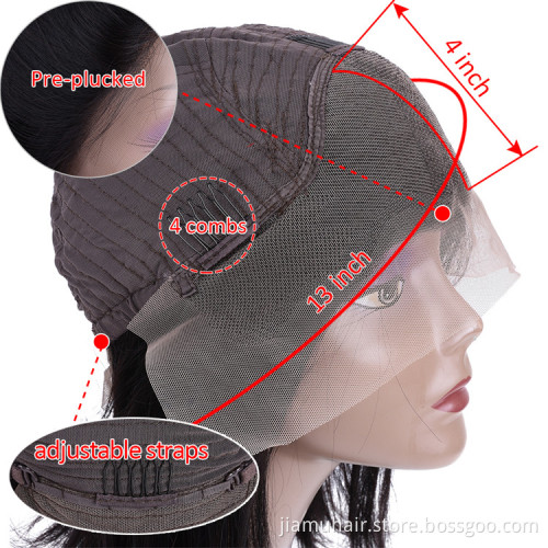 Lace Front Human Hair Wigs Brazilian Remy 100% Human Hair Straight Wig 13*4 Lace Frontal Wig Pre Plucked